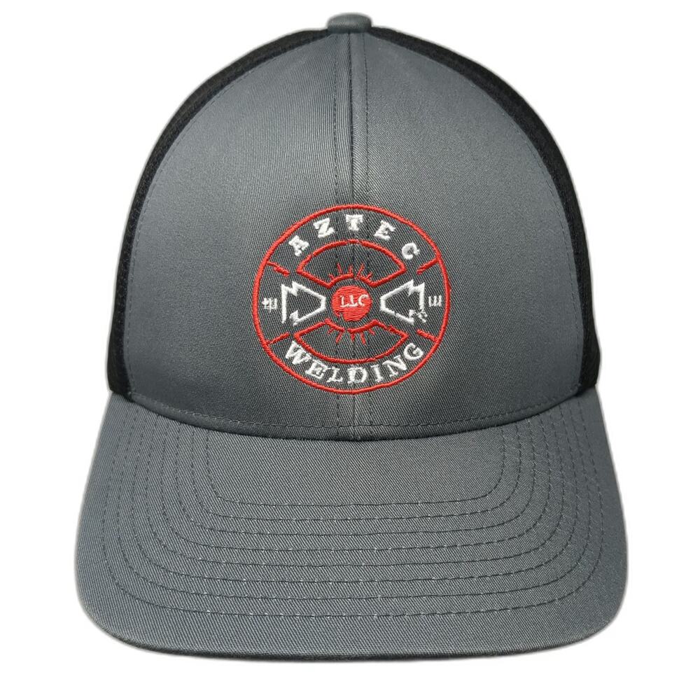 Pacific Headwear Baseball Cap Gray XL Aztec Welding LLC Fitted Mesh Hat Workwear